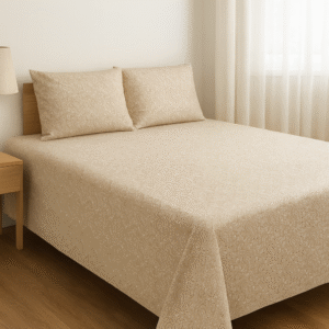 Majestic Cream 200 TC, 100% Printed cotton Bedsheet Double Bed