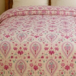 Pink Blossom Soft Tripple Layer Pure Cambric Cotton Dohar Double  Bed Size: 90 inch x 100 inches