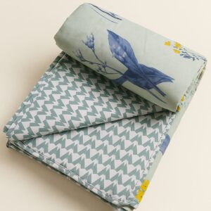 Mint Print Soft Tripple Layer Pure Cambric Cotton Dohar Single Bed Size: 60 inch x 100 inches