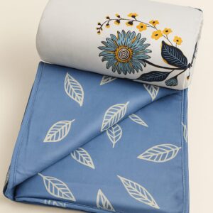 Blue Leaf Soft Tripple Layer Pure Cambric Cotton Dohar Single Bed Size: 60 inch x 100 inches