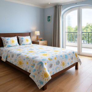 Sun Baby Print 200 TC, 100% Printed cotton Bedsheet Double Bed