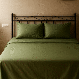 Dark Green Plain 200 TC, 100% Printed cotton Bedsheet Double Bed