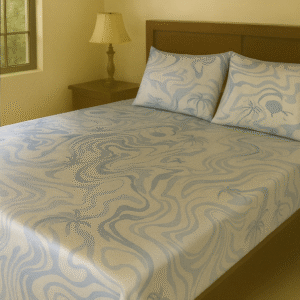 Ocean Drift Blue 100% Printed Cotton Bedsheet Double Bed