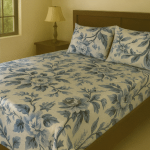 Floral blue 200 TC, 100% Printed cotton Bedsheet Double Bed