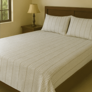 Ivory Leafline – 200 TC 100% Cotton Printed Double Bedsheet