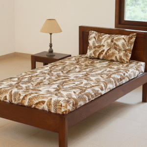 Brown Leaf Bedsheet – 210 TC 100% Cotton Printed Single Bedsheet with Pillow Cover