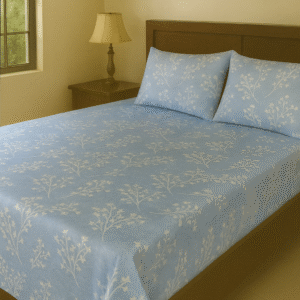 Blue Willow Bliss – 200 TC 100% Cotton Printed Double Bedsheet