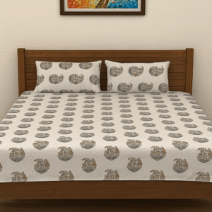 Ivory Medallion – 200 TC 100% Cotton Printed Double Bedsheet