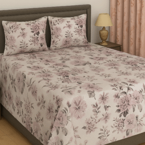 Purple flora 200 TC, 100% Printed cotton Bedsheet Double Bed