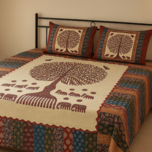 Tree Print Thread work 200 TC, 100% Printed cotton Bedsheet Double Bed