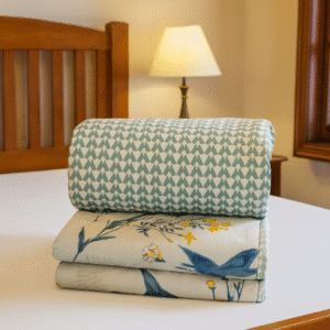 Fresh Breeze Print Cotton Double Bed Comforters reversible filled with soft  pure cotton (Rui) Light weight, Size: 90 inch x 100 inches. Ideal for all weather for gentle cold