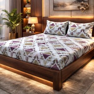 Purple Triangle – 210 TC 100% Cotton Printed Double Bedsheet