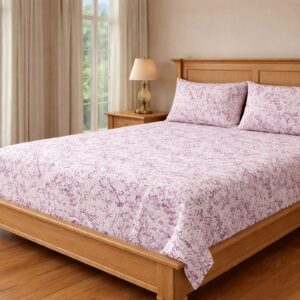 Pink  Waves – 210 TC 100% Cotton Printed Double Bedsheet