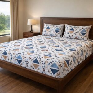 Blue Triangle – 210 TC 100% Cotton Printed Double Bedsheet