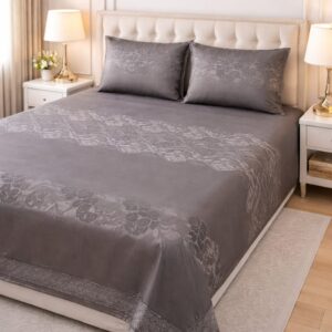 dark Coffee Cross Stich Print – 310 TC 100% Cotton Printed Double Bedsheet