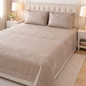 Lite Coffee Cross Stich Print – 310 TC 100% Cotton Printed Double Bedsheet