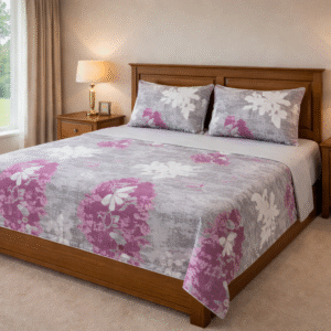 Lavender Floral – 210 TC 100% Cotton Printed Double Bedsheet